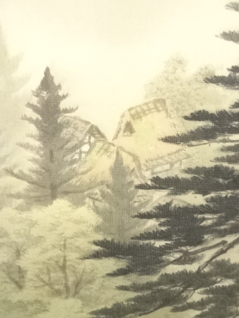 道具 ] - 道具 内田幸堂筆 彩色山水 肉筆絹本掛軸（共箱） | ネット